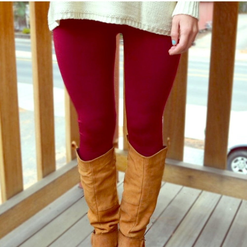 Fleece lined leggings - maroon OS 0-10
